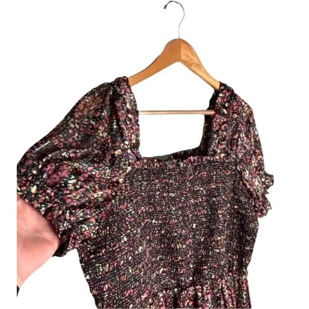 Dex Square Neck Dress Floral Midi Size XL Smocked Ruffled Party Dance NWT - Picture 4 of 11